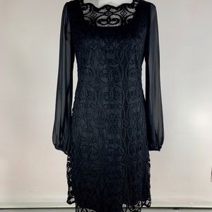 Black lace dress with slip